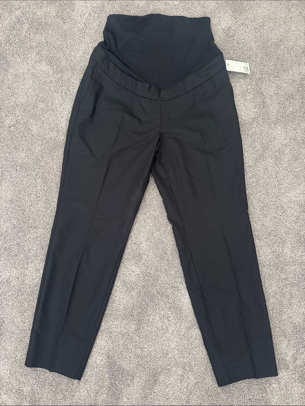 Maternity Black Ponte Work Ankle Pants with Stretch Waist